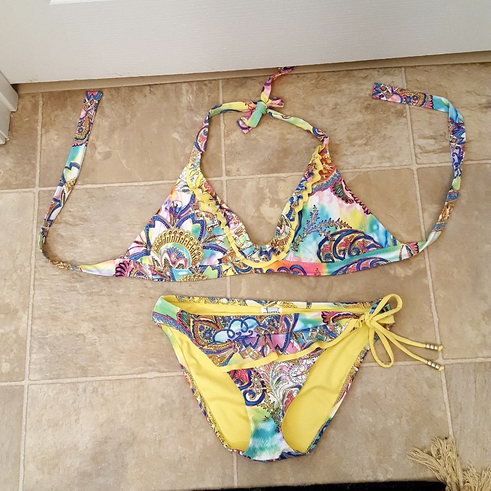 Becca Sexy Yellow Ruffled Bikini